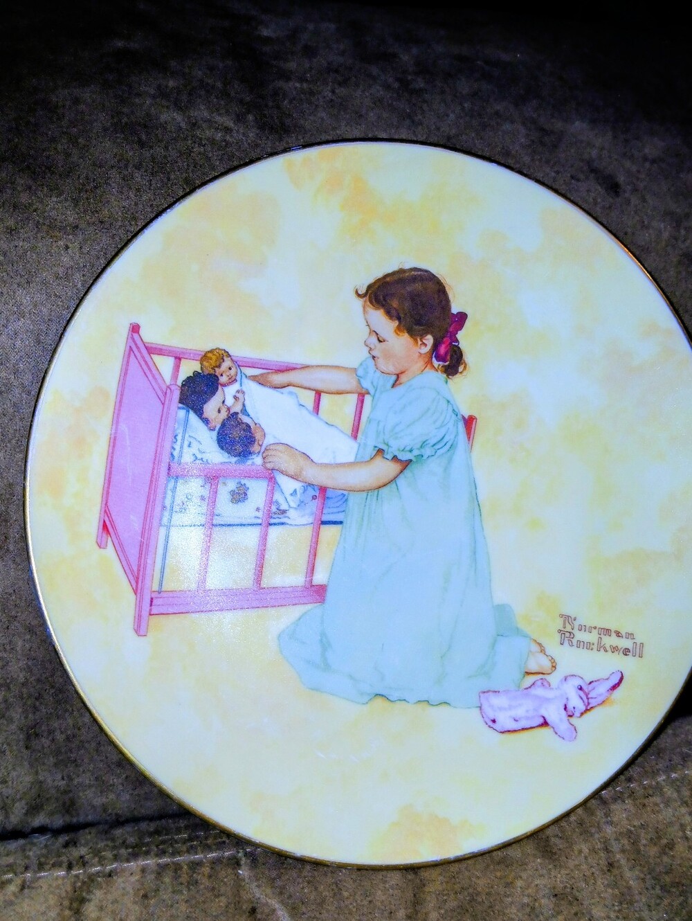 Vintage Little Mother Collector Plate Norman Rockwell The American Family Series
